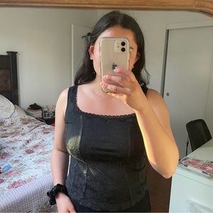 Vintage Floral Black Sweetheart Tank Top